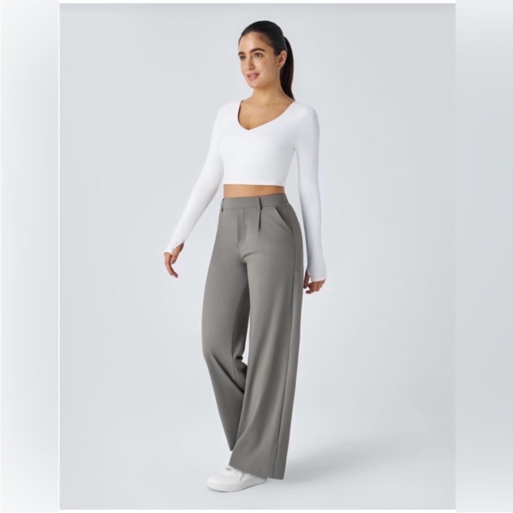 Halara Flex™ High Waisted Plicated Side Pocket wide Leg Work Pants XL petite